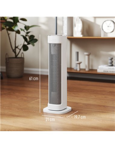 HOMCOM 2000W Ceramic Electric Heater with 3 Heat Settings, Timer - White