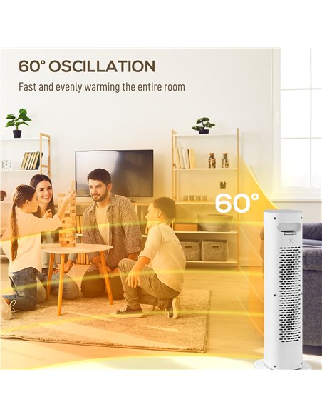 HOMCOM 2000W Ceramic Electric Heater with 3 Heat Settings, Timer - White - pic 168315 | FastDaddyshop