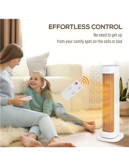 HOMCOM 2000W Ceramic Electric Heater with 3 Heat Settings, Timer - White - pic 168317 | FastDaddyshop