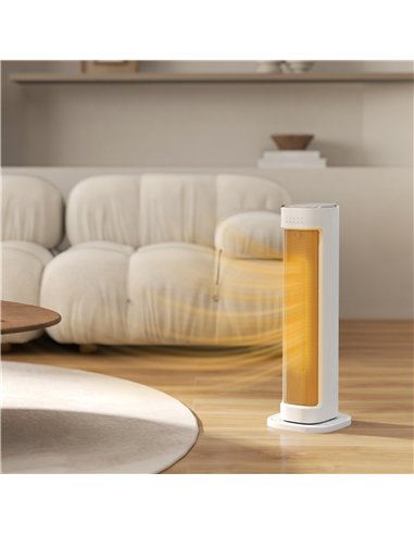 HOMCOM 2000W Ceramic Electric Heater with 3 Heat Settings, Timer - White