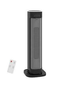 HOMCOM 2000W Ceramic Electric Heater with 3 Heat Settings, Timer - Black