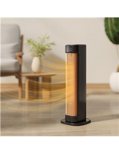 HOMCOM 2000W Ceramic Electric Heater with 3 Heat Settings, Timer - Black 2