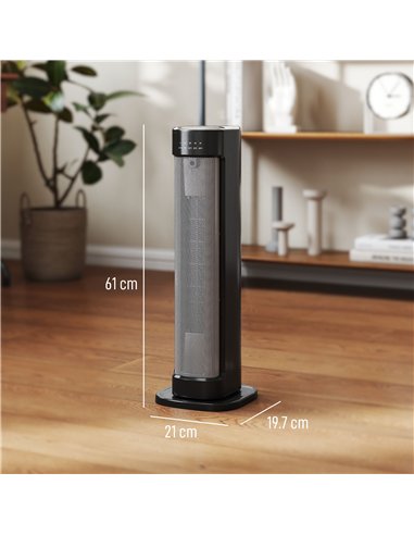 HOMCOM 2000W Ceramic Electric Heater with 3 Heat Settings, Timer - Black