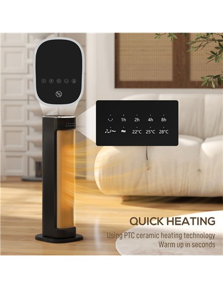 HOMCOM 2000W Ceramic Electric Heater with 3 Heat Settings, Timer - Black - pic 168322 | FastDaddyshop