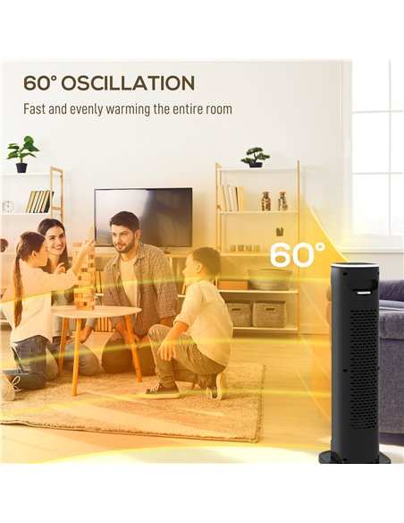 HOMCOM 2000W Ceramic Electric Heater with 3 Heat Settings, Timer - Black - pic 168324 | FastDaddyshop