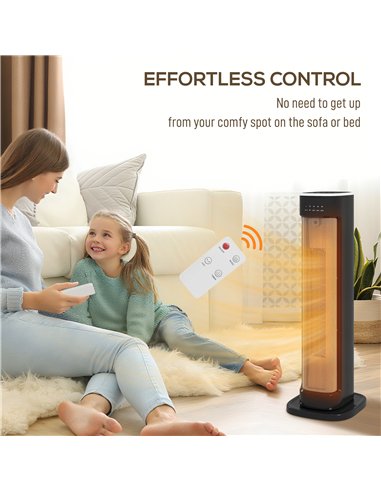 HOMCOM 2000W Ceramic Electric Heater with 3 Heat Settings, Timer - Black