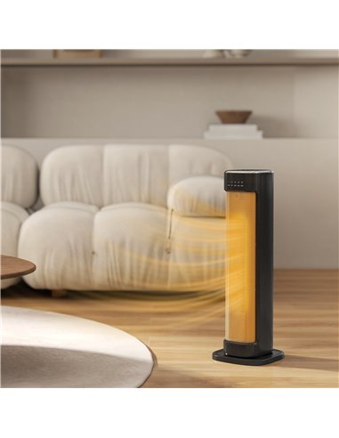 HOMCOM 2000W Ceramic Electric Heater with 3 Heat Settings, Timer - Black