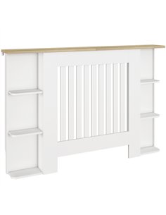HOMCOM Radiator Cover with Open Storage Shelves, Vertical Slatted Cabinet Shelf Heater Cover for Living Room, Hallway, Medium, W