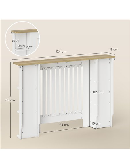 HOMCOM Radiator Cover with Open Storage Shelves, Vertical Slatted Cabinet Shelf Heater Cover for Living Room, Hallway, Medium, W - pic 168330 | FastDaddyshop
