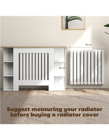 HOMCOM Radiator Cover with Open Storage Shelves, Vertical Slatted Cabinet Shelf Heater Cover for Living Room, Hallway, Medium, W - pic 168331 | FastDaddyshop