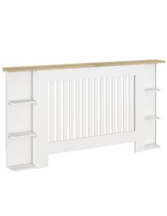 HOMCOM Radiator Cover with Open Storage Shelves, Vertical Slatted Cabinet Shelf Heater Cover for Living Room, Hallway, Large, Wh