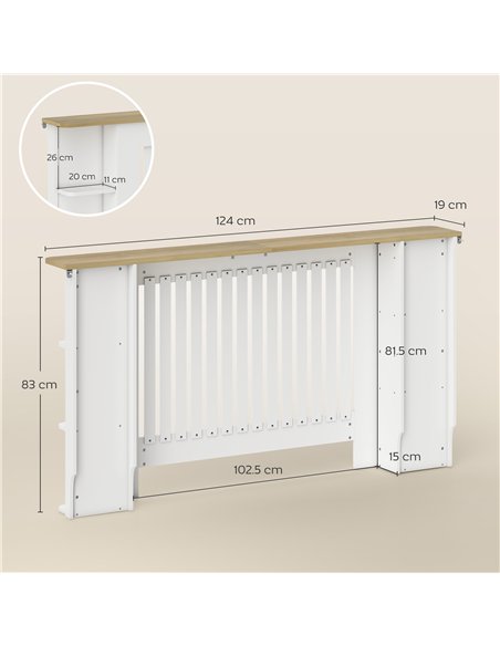 HOMCOM Radiator Cover with Open Storage Shelves, Vertical Slatted Cabinet Shelf Heater Cover for Living Room, Hallway, Large, Wh - pic 168339 | FastDaddyshop