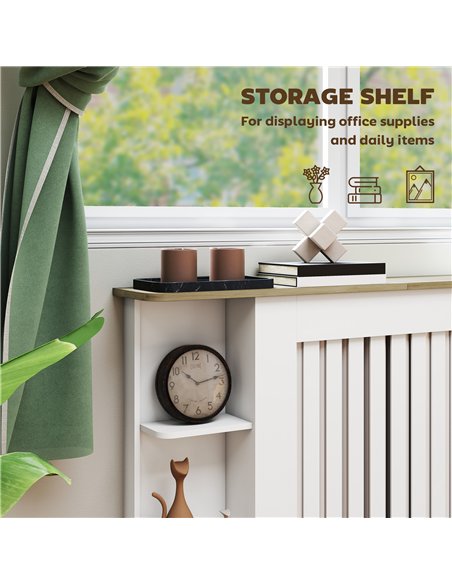 HOMCOM Radiator Cover with Open Storage Shelves, Vertical Slatted Cabinet Shelf Heater Cover for Living Room, Hallway, Large, Wh - pic 168342 | FastDaddyshop