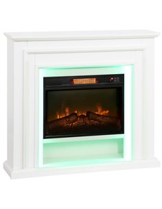 HOMCOM Electric Fireplace with Surround, LED Lights, 38" 1800W Inset Electric Fire and Mantel Reach up to 30 m² with Realistic F