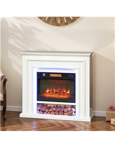 HOMCOM Electric Fireplace with Surround, LED Lights, 38" 1800W Inset Electric Fire and Mantel Reach up to 30 m² with Realistic F 2