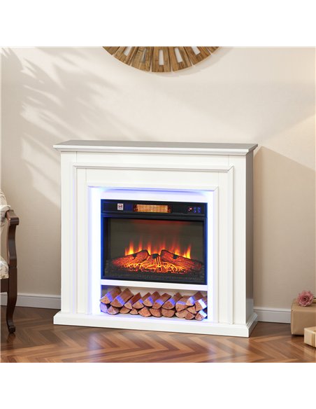HOMCOM Electric Fireplace with Surround, LED Lights, 38" 1800W Inset Electric Fire and Mantel Reach up to 30 m² with Realistic F - pic 168347 | FastDaddyshop