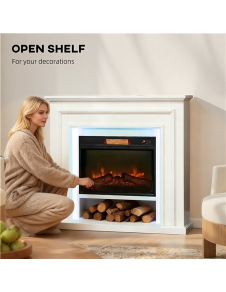HOMCOM Electric Fireplace with Surround, LED Lights, 38" 1800W Inset Electric Fire and Mantel Reach up to 30 m² with Realistic F - pic 168350 | FastDaddyshop