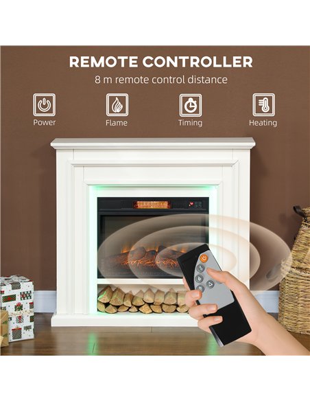 HOMCOM Electric Fireplace with Surround, LED Lights, 38" 1800W Inset Electric Fire and Mantel Reach up to 30 m² with Realistic F - pic 168351 | FastDaddyshop