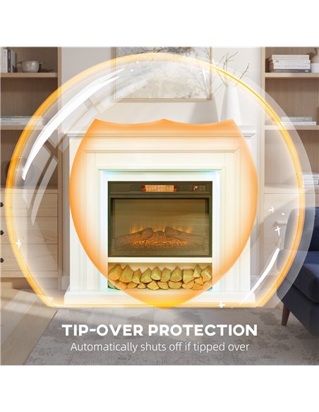 HOMCOM Electric Fireplace with Surround, LED Lights, 38" 1800W Inset Electric Fire and Mantel Reach up to 30 m² with Realistic F - pic 168353 | FastDaddyshop