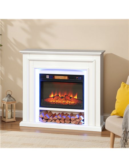 HOMCOM Electric Fireplace with Surround, LED Lights, 38" 1800W Inset Electric Fire and Mantel Reach up to 30 m² with Realistic F - pic 168354 | FastDaddyshop