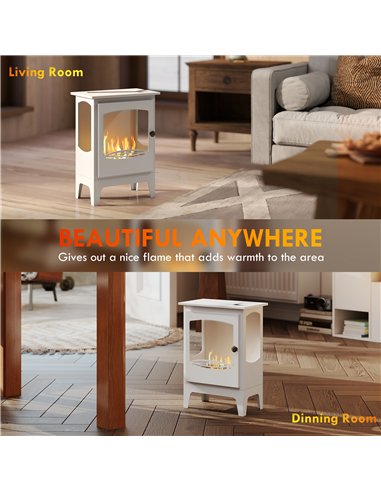 HOMCOM Freestanding Ethanol Fireplace, Steel Bioethanol Fireplace with Stainless Steel Flame Snuffer, 0.9L Tank, 3 Hours Burning