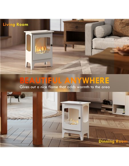 HOMCOM Freestanding Ethanol Fireplace, Steel Bioethanol Fireplace with Stainless Steel Flame Snuffer, 0.9L Tank, 3 Hours Burning - pic 168360 | FastDaddyshop