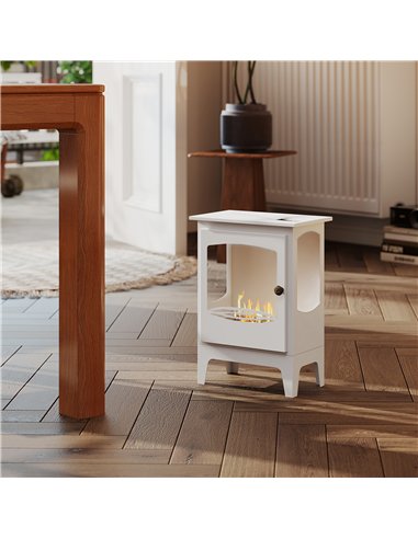 HOMCOM Freestanding Ethanol Fireplace, Steel Bioethanol Fireplace with Stainless Steel Flame Snuffer, 0.9L Tank, 3 Hours Burning