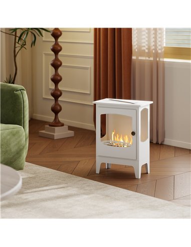 HOMCOM Freestanding Ethanol Fireplace, Steel Bioethanol Fireplace with Stainless Steel Flame Snuffer, 0.9L Tank, 3 Hours Burning