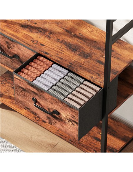 HOMCOM 6-in-1 Industrial-Style Hallway Organiser - Brown/Black - pic 168372 | FastDaddyshop