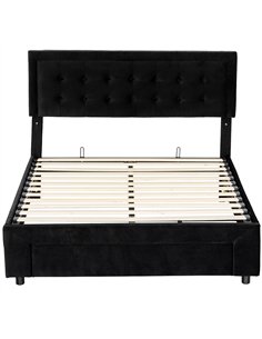 HOMCOM King Size Ottoman Bed Frame, with Front Drawer - Black