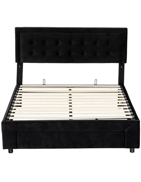 HOMCOM King Size Ottoman Bed Frame, with Front Drawer - Black - pic 168391 | FastDaddyshop