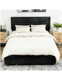 HOMCOM King Size Ottoman Bed Frame, with Front Drawer - Black 2