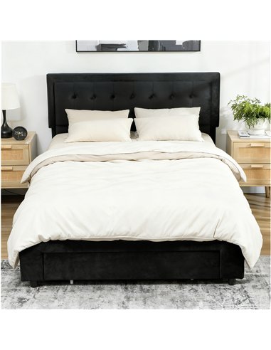 HOMCOM King Size Ottoman Bed Frame, with Front Drawer - Black