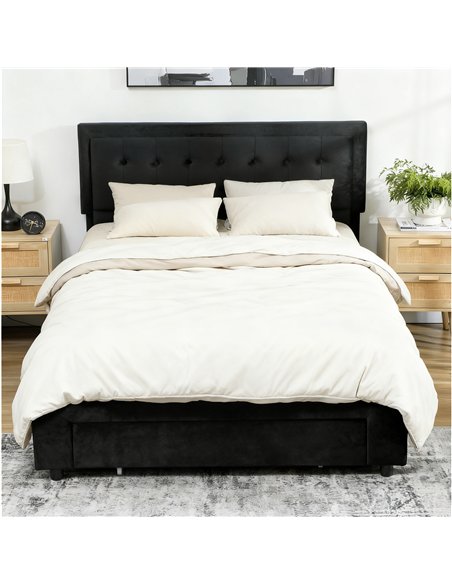 HOMCOM King Size Ottoman Bed Frame, with Front Drawer - Black - pic 168392 | FastDaddyshop