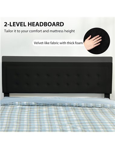 HOMCOM King Size Ottoman Bed Frame, with Front Drawer - Black