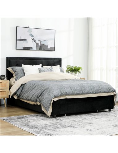 HOMCOM King Size Ottoman Bed Frame, with Front Drawer - Black