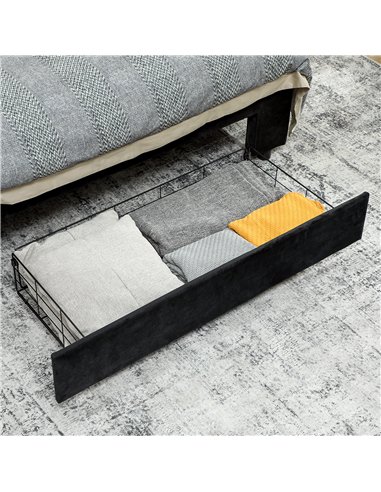 HOMCOM King Size Ottoman Bed Frame, with Front Drawer - Black