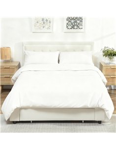 HOMCOM Double Ottoman Bed Frame, with Front Drawer - Cream 2