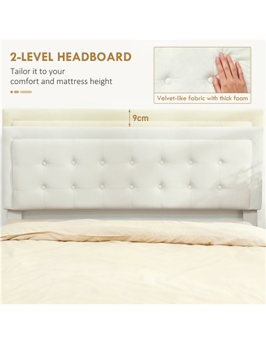 HOMCOM Double Ottoman Bed Frame, with Front Drawer - Cream