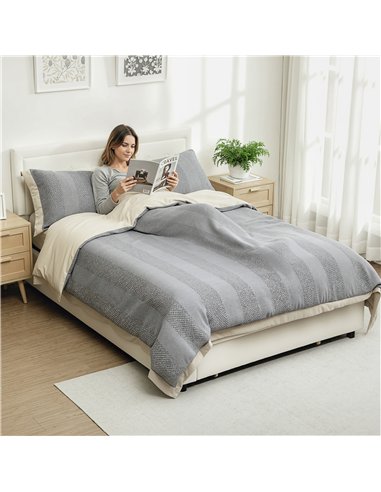 HOMCOM Double Ottoman Bed Frame, with Front Drawer - Cream