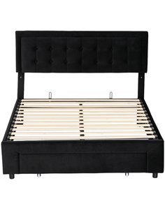HOMCOM Double Ottoman Bed Frame, with Front Drawer - Black