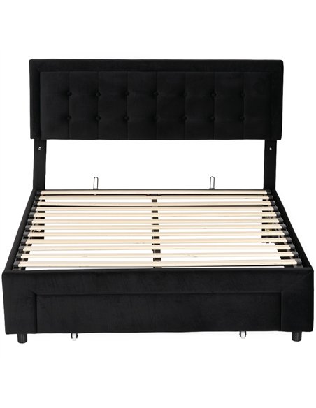 HOMCOM Double Ottoman Bed Frame, with Front Drawer - Black - pic 168418 | FastDaddyshop
