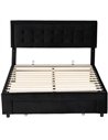 HOMCOM Double Ottoman Bed Frame, with Front Drawer - Black