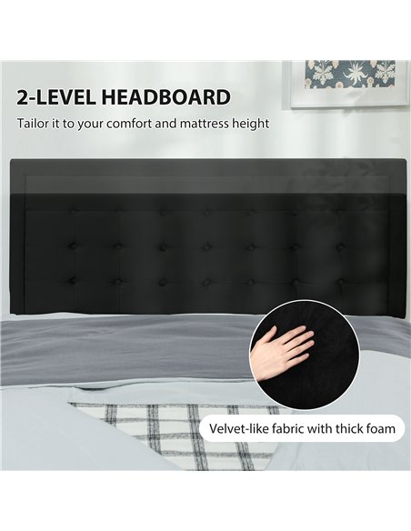 HOMCOM Double Ottoman Bed Frame, with Front Drawer - Black - pic 168422 | FastDaddyshop