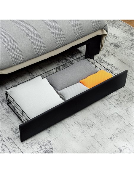 HOMCOM Double Ottoman Bed Frame, with Front Drawer - Black - pic 168425 | FastDaddyshop