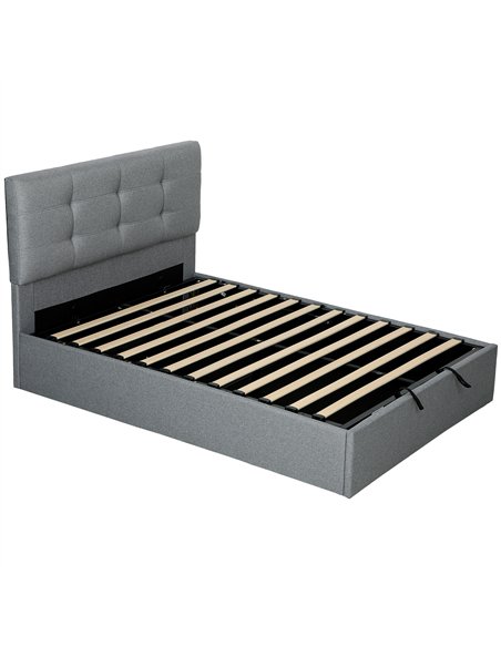 HOMCOM 4ft6 Double Ottoman Bed with Gas Lift Storage - Grey - pic 168427 | FastDaddyshop