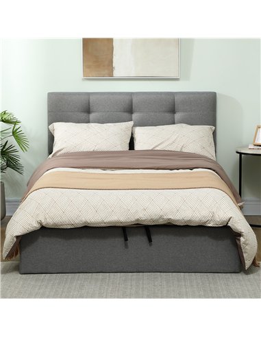 HOMCOM 4ft6 Double Ottoman Bed with Gas Lift Storage - Grey