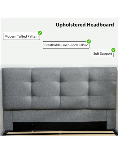 HOMCOM 4ft6 Double Ottoman Bed with Gas Lift Storage - Grey