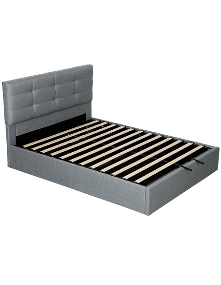 HOMCOM 5ft King Ottoman Bed with Gas Lift Storage - Grey - pic 168436 | FastDaddyshop
