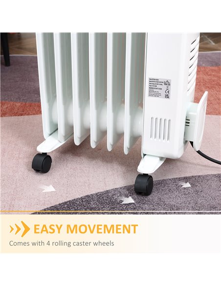 Homcom 1630W Digital Oil Filled Radiator with 7 Fin, LED Display, 3 Heat Settings, Safety Cut-Off, Remote, White - pic 16844 | FastDaddyshop